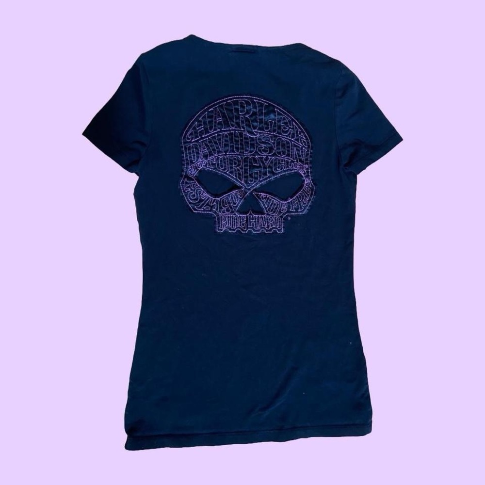Vintage y2k Harley Davidson Skull Cut Out Womens T-Shirt 🔥